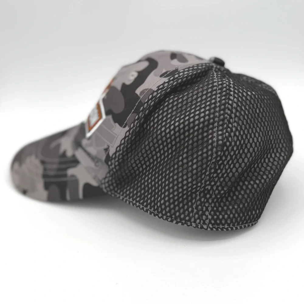 Harley-Davidson Mens Camo Trucker Hat Grey Black Mesh Bar & Shield Logo Cap 2020